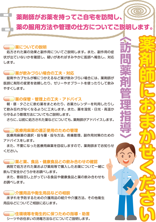 薬剤師におまかせください「訪問薬剤管理指導」